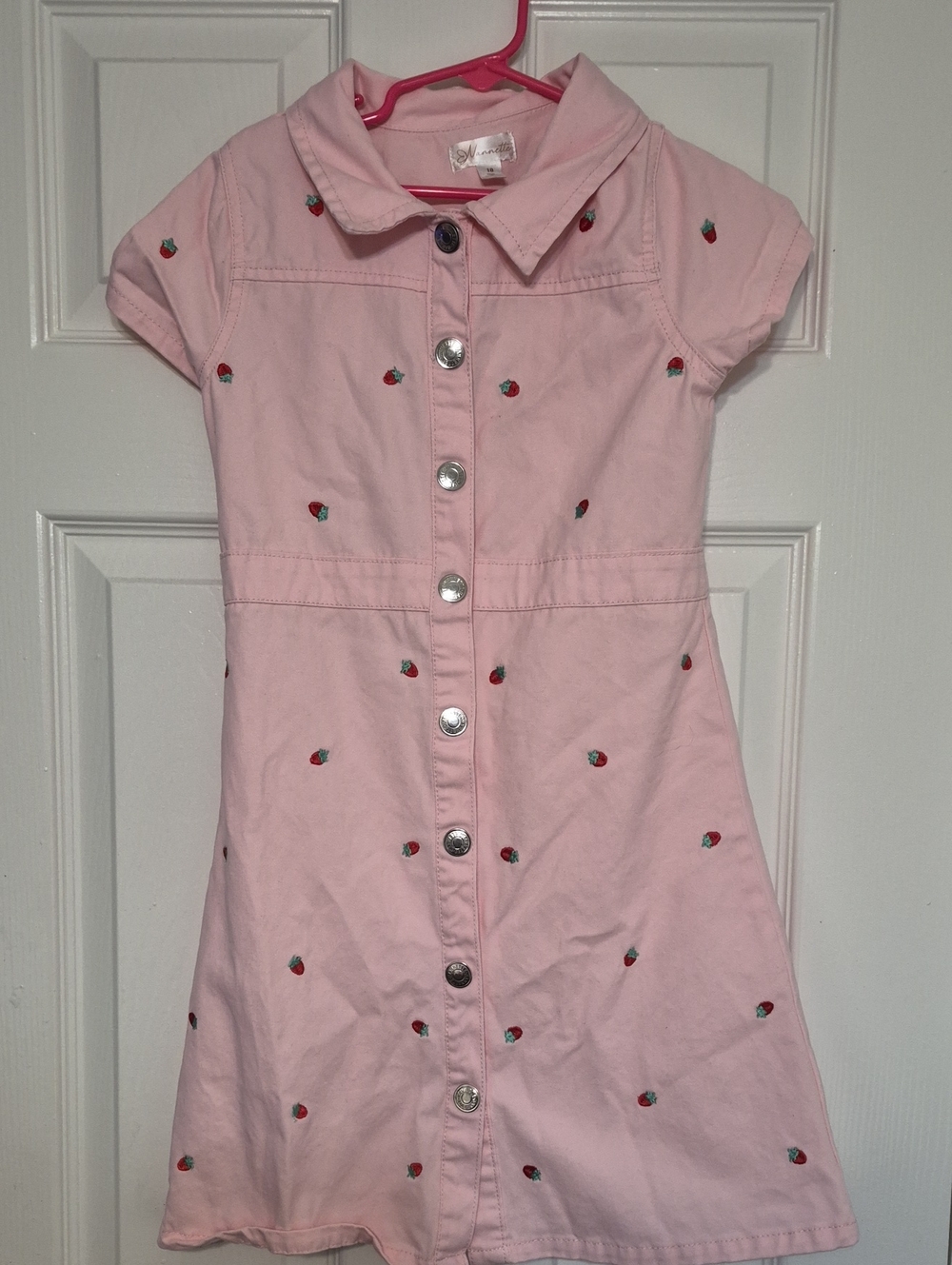 Nannette Pink Strawberry-Print Button Front Dress